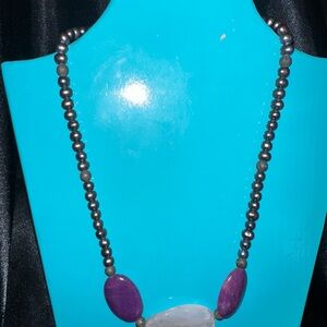 Elegant Purple and Silver Beaded Necklace